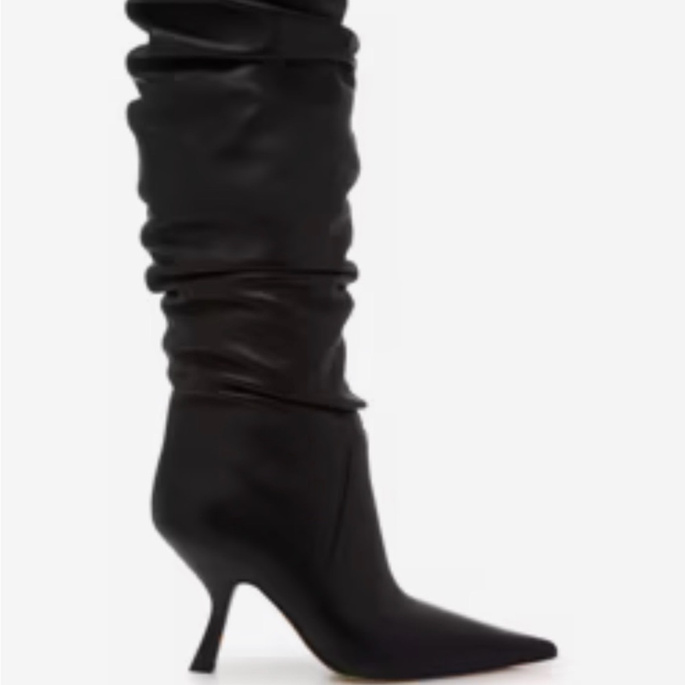 Michael Kors Luna Black Slouch Over-the-Knee Heeled Boots